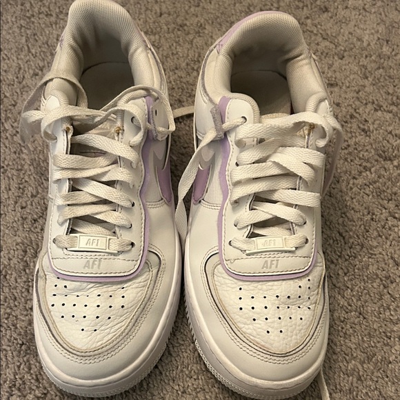 Nike Air Force 1 White with Purple Accents – Women’s Size 6.5 - Picture 6 of 13